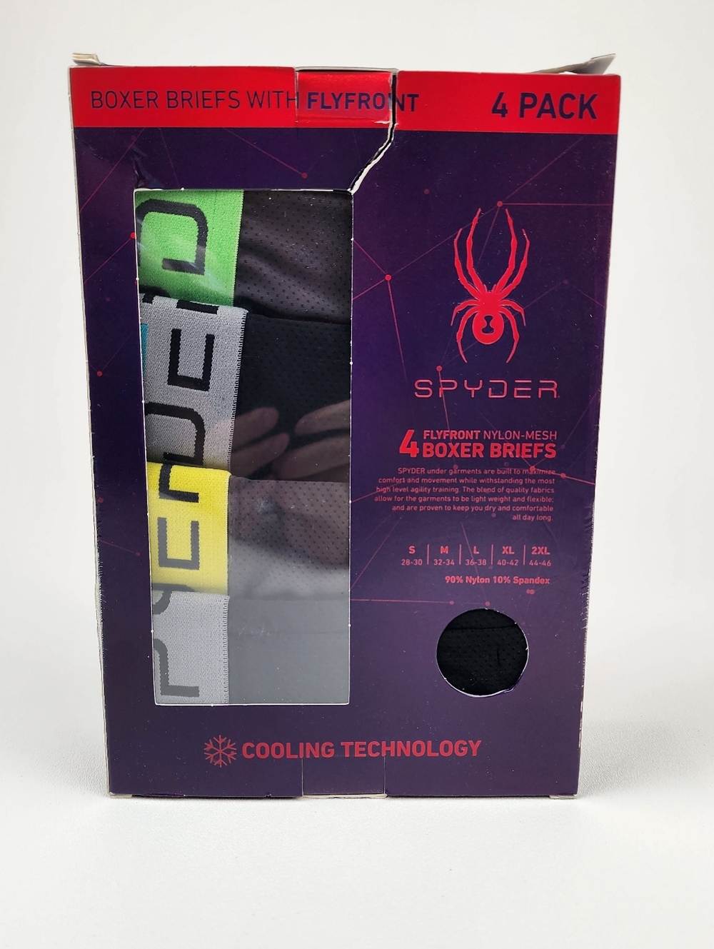 Spyder Mens Boxer Briefs 4 Pack Mesh Cooling Underwear Multicolor Size M NWT